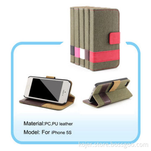 Book Style Cell Phone Case for iPhone 5s/Smartphone, Magnetic Flap on Top, OEM Orders Welcomed